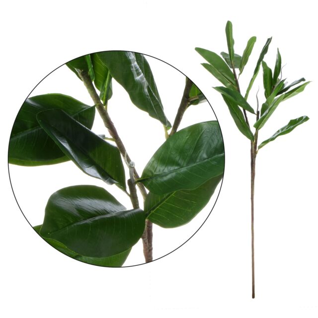 Vihreä magnolian tekokasvin oksa 85 cm
