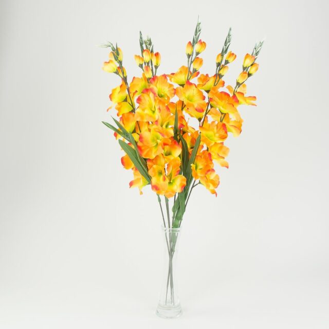 Oranssi-vihreä liekkikuvioitu gladioluksen tekokukkaoksa