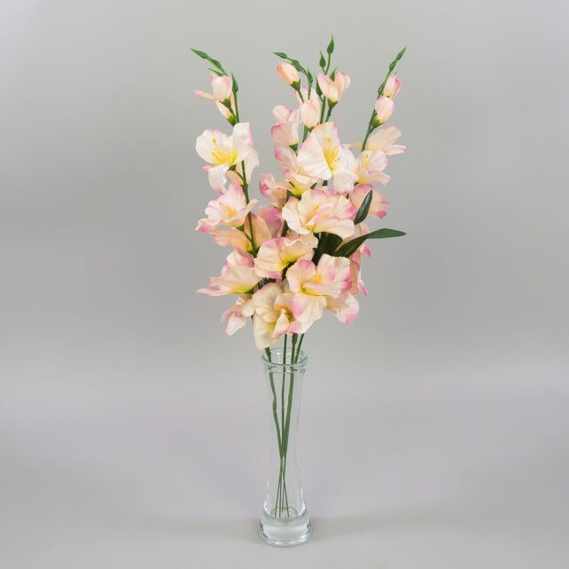 Vaaleanpunainen tekokukka-gladioluksen oksa
