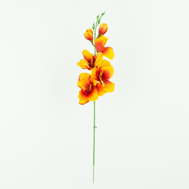 Oranssinkeltainen satiininen tekokukka gladioli