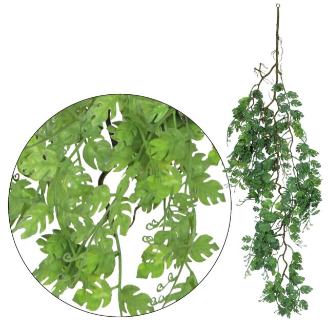 Tummanvihreä riippuva monstera-tekokasvi 105 cm
