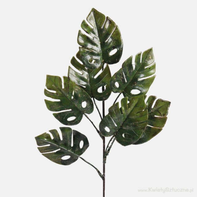 Vihreä/kullanvärinen glitteröity monstera-tekokasvi