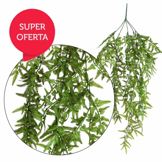 Tummanvihreä teko-saniaisköynnös violetilla reunuksella, 83 cm