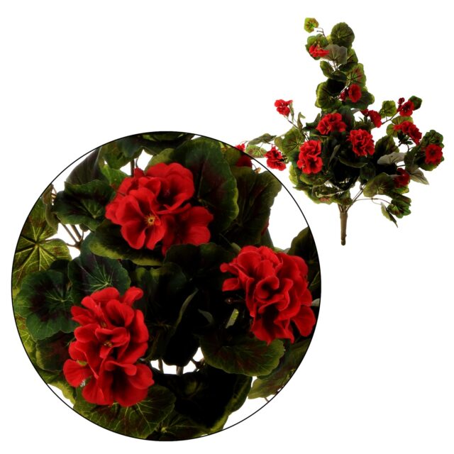 Punainen pelargonia-tekokukkaoksa 70 cm