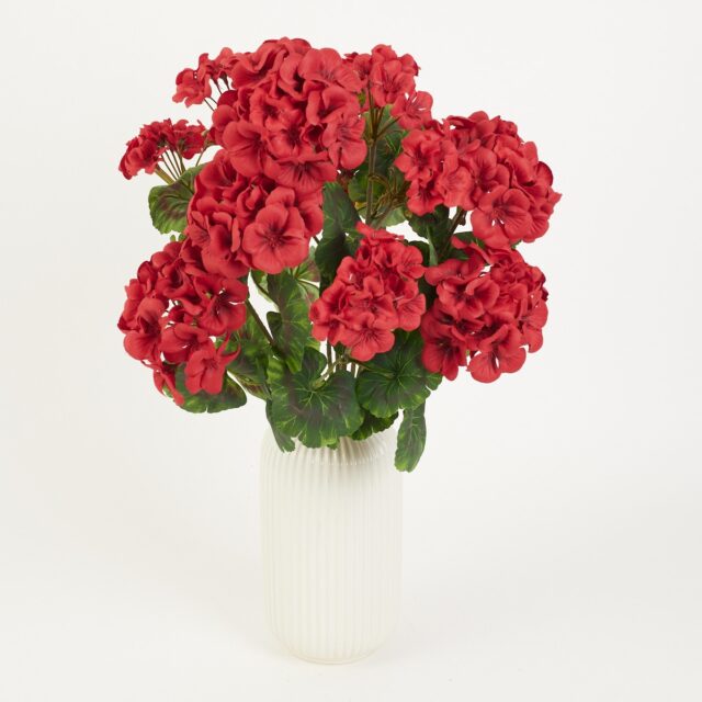 Punainen pelargonia-tekokukkakimppu, 56 cm