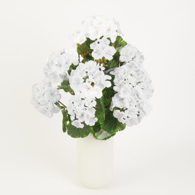 Valkoinen pelargonia tekokasvi, 56 cm