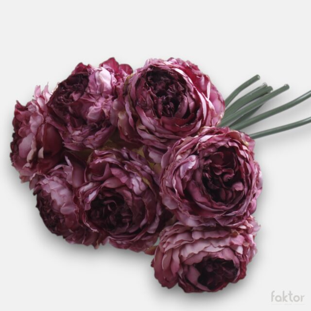Violetti tekokukkapioni-kimppu, 7 kukkaa