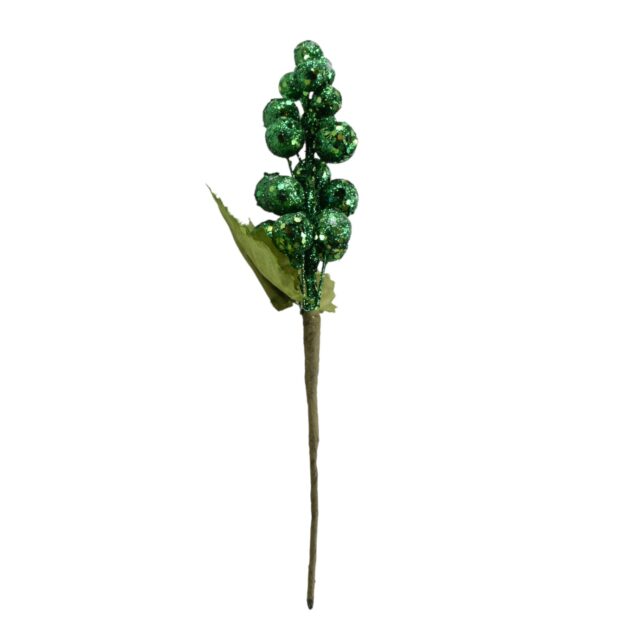 Vihreä koristeoksa palloilla, 27 cm