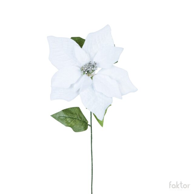Valkoinen joulutähden tekokukka, 65 cm