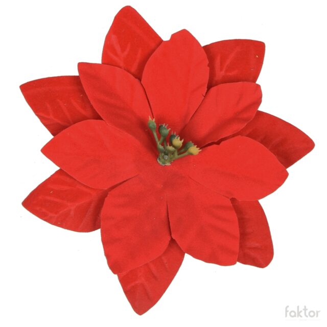 Punainen joulutähden tekokukkapää, 13 cm