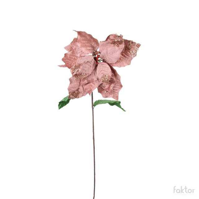 Vaaleanpunainen tekokukka joulutähti 65 cm