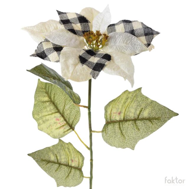 Valkomusta joulutähti-tekokukka, 75 cm