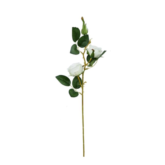 Valkoinen tekoruusun oksa 53 cm