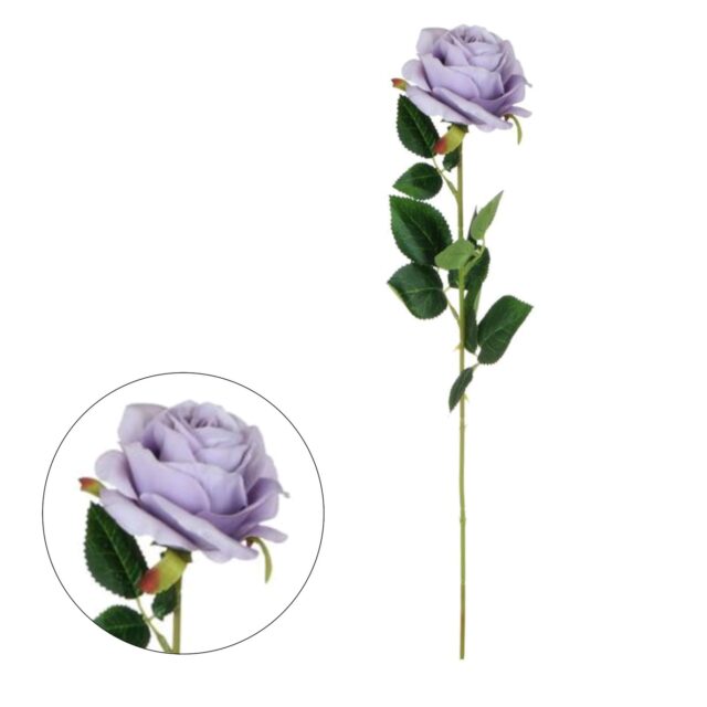 Vaaleanharmaa tekoruusun oksa 63 cm