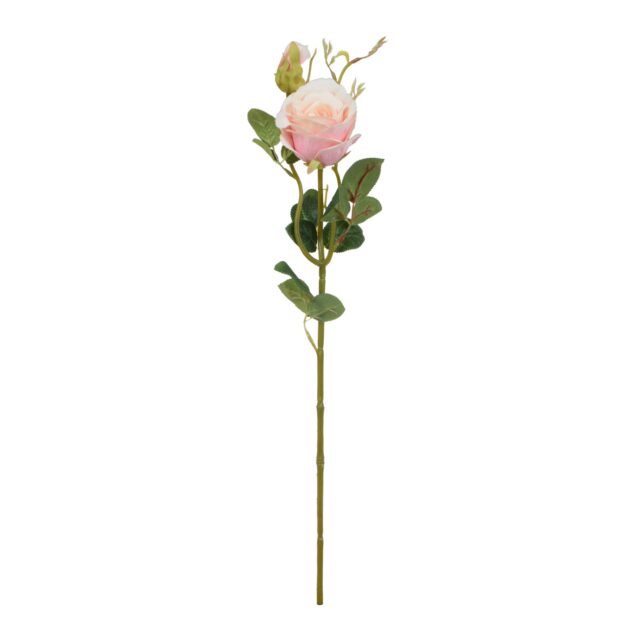 Kerma-vaaleanpunainen tekoruusun oksa 65 cm
