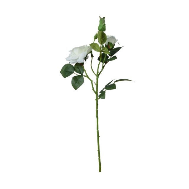 Valkoinen kumipintainen tekoruusunoksa 53 cm