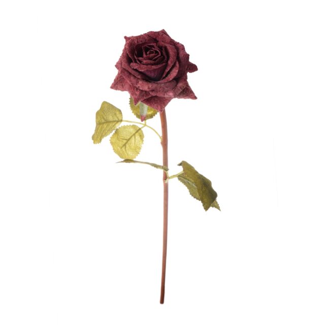 Vihreä-punainen tekoruusun oksa 45 cm