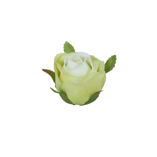 Vihreä-valkoinen avoin tekoruusun kukkapää, 4 cm