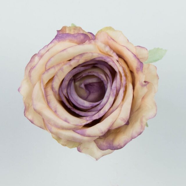 Kerman- ja violetinsävyinen avoimen ruusun tekokukkapää