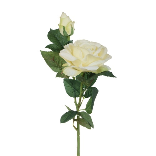 Kermanvärinen kumipintainen tekoruusu 65 cm