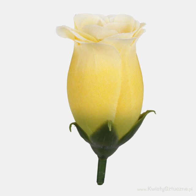 Keltainen tekoruusunuppu, nupun korkeus 6 cm