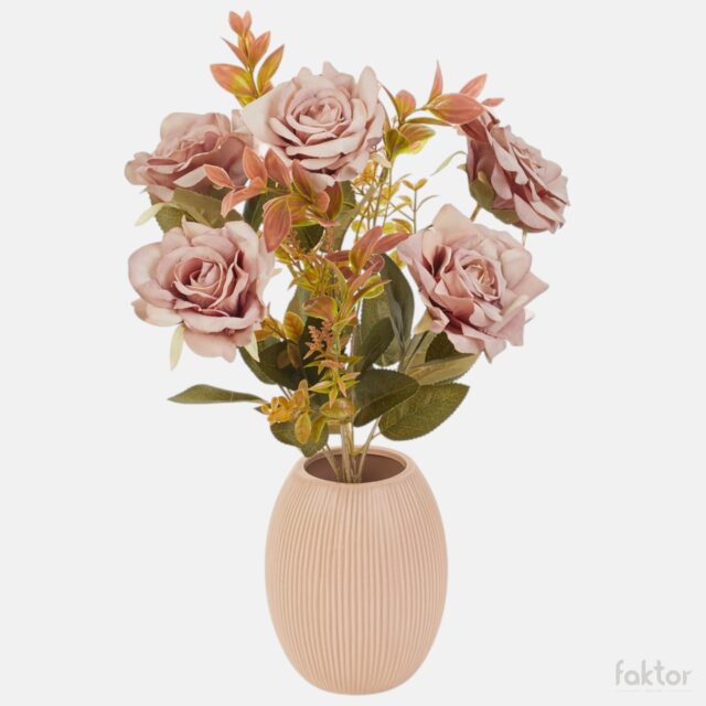 Vaaleanpunainen tekoruusukimppu, 47 cm