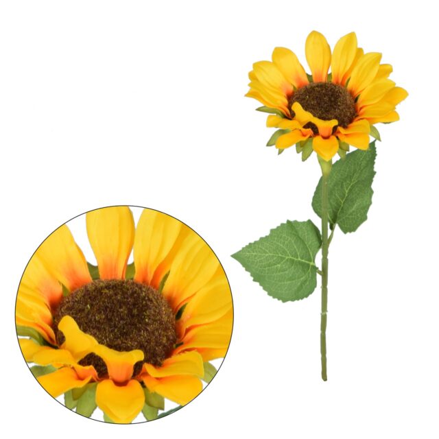 Keltainen auringonkukan tekokukkaoksa 45 cm