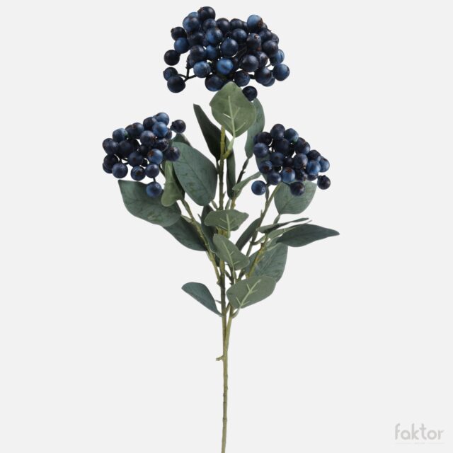 Sininen tekokukkavarsi marjoilla, 65 cm
