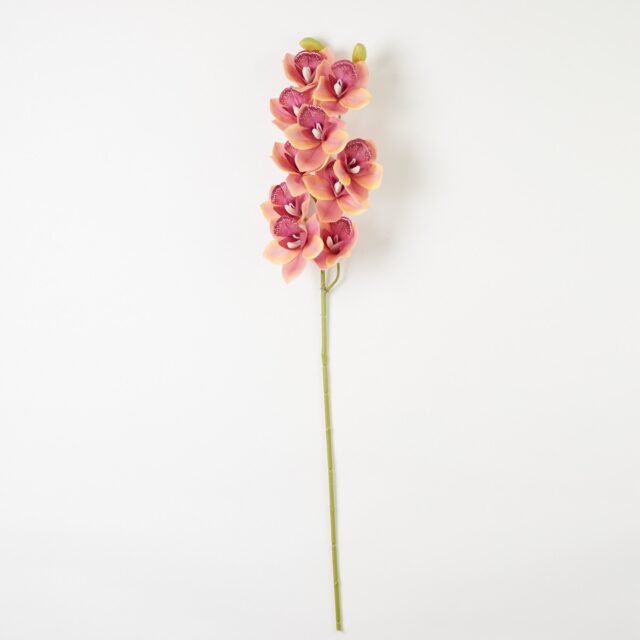 Oranssinviininpunainen silikoninen cymbidium-tekokukkaoksa