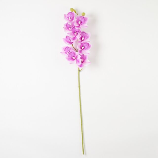 Violetti-valkoinen cymbidium-tekokukkaoksa silikonista