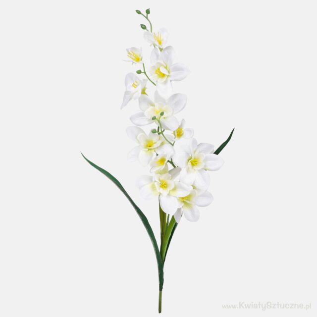 Valkoinen satiiniorkidea tekokukka 51 cm