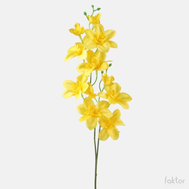 Keltainen satiiniorkidean tekokukka 50 cm