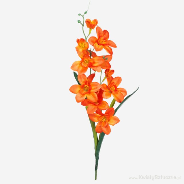 Oranssi satiininen tekokukkaorkidea