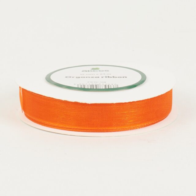 Voimakkaan oranssi organzanauha 12 mm × 25 yd