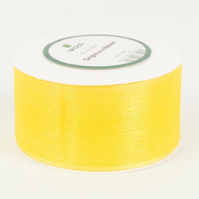 Keltainen organzanauha 38 mm × 25 y