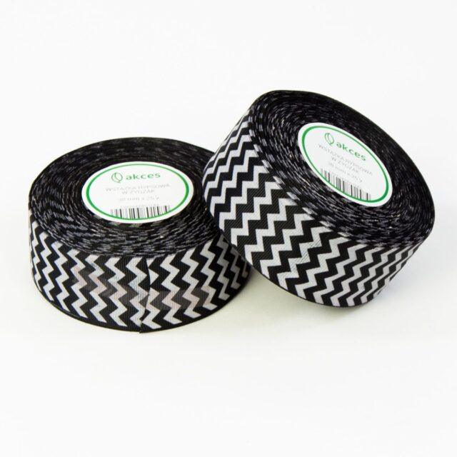 Musta siksak-kuviollinen grosgrain-nauha