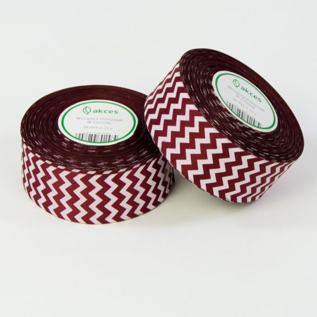 Viininpunainen siksak-kuvioitu grosgrain-nauha