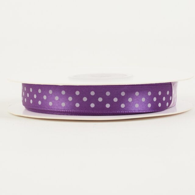 Violetti pilkkukuvioinen satiininauha