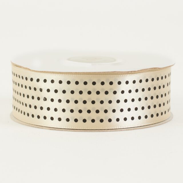 Beige pilkullinen satiininauha