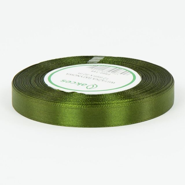 Tumman oliivinvihreä satiininauha 12 mm × 36 y