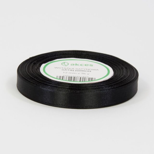 Musta satiininauha 12 mm × 36 y