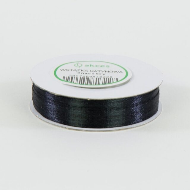 Musta satiininauha 3 mm × 50 yd