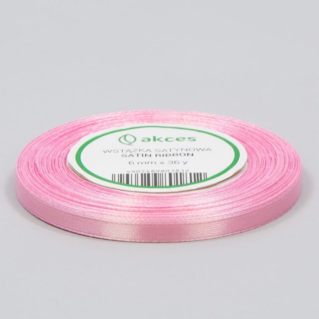 Vaaleanpunainen satiininauha 6 mm × 36 yd