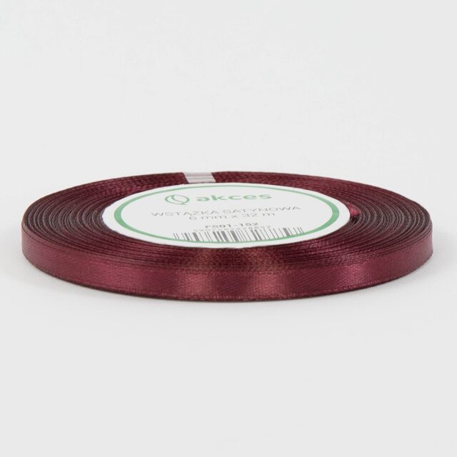 Tumman viininpunainen satiininauha 6 mm × 36 y