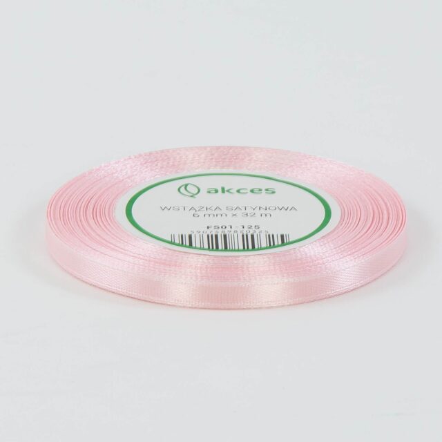 Pastellinvaaleanpunainen satiininauha 6 mm × 36 y