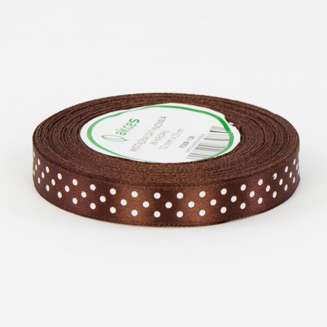 Ruskea pilkullinen satiininauha 12 mm × 25 y