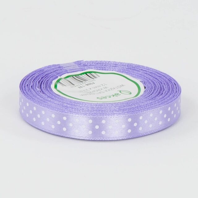Vaaleanvioletti pilkullinen satiininauha