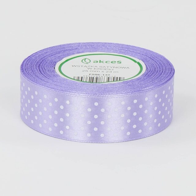 Vaaleanvioletti pilkkukuvioinen satiininauha