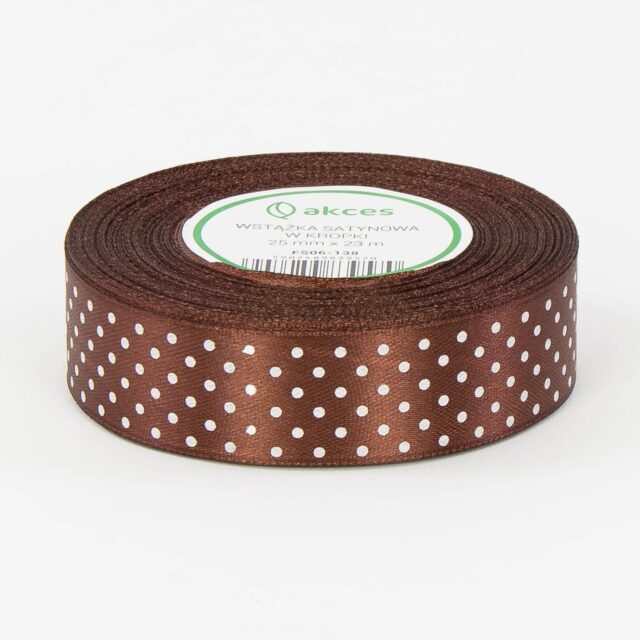 Ruskea pilkullinen satiininauha 25 mm × 25 y