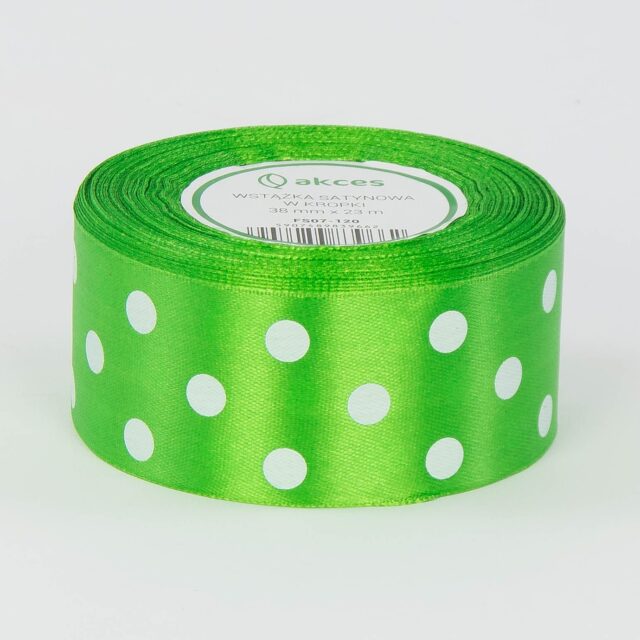 Ruohonvihreä pilkullinen satiininauha